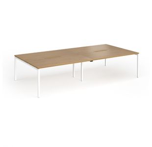 Connex Goal-Post 3200 x 1600 x 725mm Back to Back Desk (4 x 1600mm) - White Frame / Oak Top