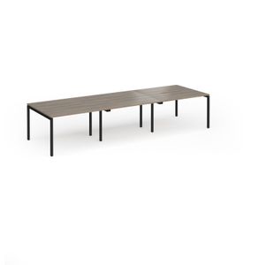 Connex Goal-Post 3600 x 1200 x 725mm Back to Back Desk (6 x 1200mm) - Black Frame / Nebraska Oak Top