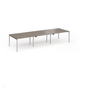 Connex Goal-Post 3600 x 1200 x 725mm Back to Back Desk (6 x 1200mm) - Silver Frame / Nebraska Oak Top