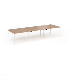 Connex Goal-Post 3600 x 1200 x 725mm Back to Back Desk (6 x 1200mm) - White Frame / Beech Top