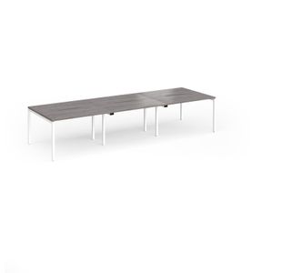 Connex Goal-Post 3600 x 1200 x 725mm Back to Back Desk (6 x 1200mm) - White Frame / Grey Oak Top