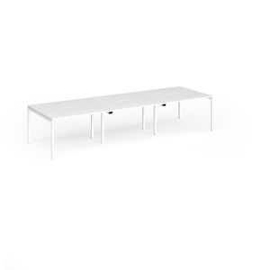 Connex Goal-Post 3600 x 1200 x 725mm Back to Back Desk (6 x 1200mm) - White Frame / White Top