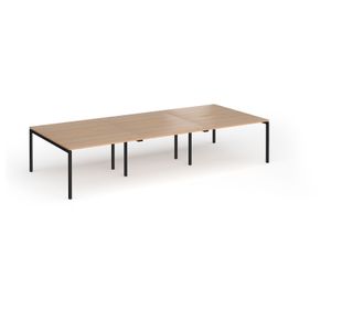 Connex Goal-Post 3600 x 1600 x 725mm Back to Back Desk (6 x 1200mm) - Black Frame / Beech Top