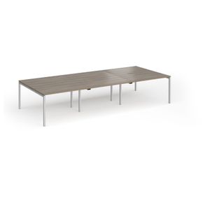 Connex Goal-Post 3600 x 1600 x 725mm Back to Back Desk (6 x 1200mm) - Silver Frame / Nebraska Oak Top