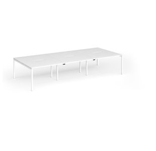 Connex Goal-Post 3600 x 1600 x 725mm Back to Back Desk (6 x 1200mm) - White Frame / White Top