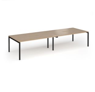 Connex Goal-Post 3600 x 1200 x 725mm Back to Back Desk (4 x 1800mm) - Black Frame / Kendal Oak Top