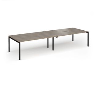 Connex Goal-Post 3600 x 1200 x 725mm Back to Back Desk (4 x 1800mm) - Black Frame / Nebraska Oak Top