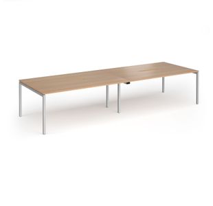 Connex Goal-Post 3600 x 1200 x 725mm Back to Back Desk (4 x 1800mm) - Silver Frame / Beech Top