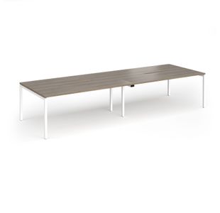 Connex Goal-Post 3600 x 1200 x 725mm Back to Back Desk (4 x 1800mm) - White Frame / Nebraska Oak Top