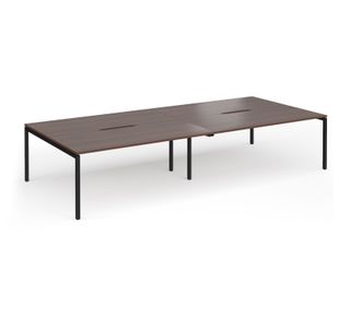 Connex Goal-Post 3600 x 1600 x 725mm Back to Back Desk (4 x 1800mm) - Black Frame / Walnut Top