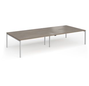 Connex Goal-Post 3600 x 1600 x 725mm Back to Back Desk (4 x 1800mm) - Silver Frame / Nebraska Oak Top