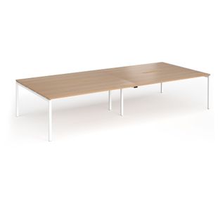 Connex Goal-Post 3600 x 1600 x 725mm Back to Back Desk (4 x 1800mm) - White Frame / Beech Top