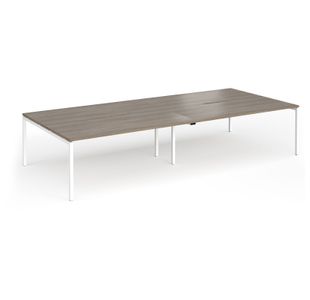 Connex Goal-Post 3600 x 1600 x 725mm Back to Back Desk (4 x 1800mm) - White Frame / Nebraska Oak Top