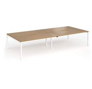 Connex Goal-Post 3600 x 1600 x 725mm Back to Back Desk (4 x 1800mm) - White Frame / Oak Top