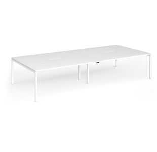 Connex Goal-Post 3600 x 1600 x 725mm Back to Back Desk (4 x 1800mm) - White Frame / White Top