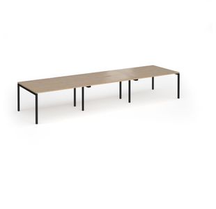 Connex Goal-Post 4200 x 1200 x 725mm Back to Back Desk (6 x 1400mm) - Black Frame / Kendal Oak Top
