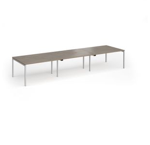 Connex Goal-Post 4200 x 1200 x 725mm Back to Back Desk (6 x 1400mm) - Silver Frame / Nebraska Oak Top