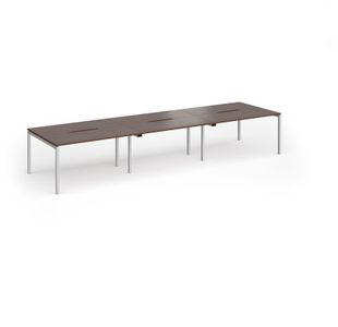 Connex Goal-Post 4200 x 1200 x 725mm Back to Back Desk (6 x 1400mm) - Silver Frame / Walnut Top