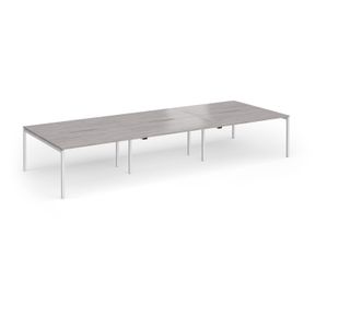 Connex Goal-Post 4200 x 1600 x 725mm Back to Back Desk (6 x 1400mm) - Silver Frame / Grey Oak Top