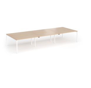 Connex Goal-Post 4200 x 1600 x 725mm Back to Back Desk (6 x 1400mm) - White Frame / Beech Top