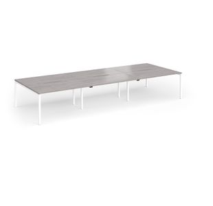 Connex Goal-Post 4200 x 1600 x 725mm Back to Back Desk (6 x 1400mm) - White Frame / Grey Oak Top