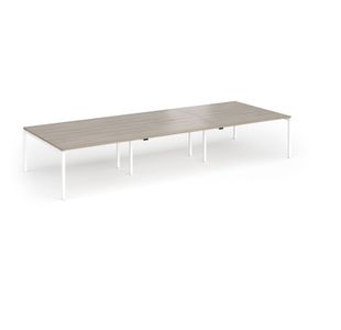 Connex Goal-Post 4200 x 1600 x 725mm Back to Back Desk (6 x 1400mm) - White Frame / Nebraska Oak Top