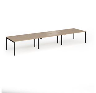 Connex Goal-Post 4800 x 1200 x 725mm Back to Back Desk (6 x 1600mm) - Black Frame / Kendal Oak Top