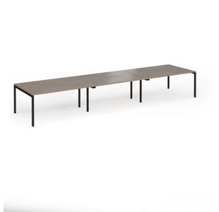 Connex Goal-Post 4800 x 1200 x 725mm Back to Back Desk (6 x 1600mm) - Black Frame / Nebraska Oak Top