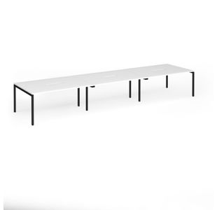 Connex Goal-Post 4800 x 1200 x 725mm Back to Back Desk (6 x 1600mm) - Black Frame / White Top