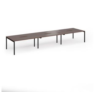 Connex Goal-Post 4800 x 1200 x 725mm Back to Back Desk (6 x 1600mm) - Black Frame / Walnut Top
