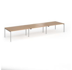 Connex Goal-Post 4800 x 1200 x 725mm Back to Back Desk (6 x 1600mm) - Silver Frame / Beech Top