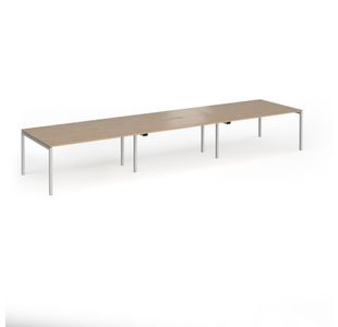 Connex Goal-Post 4800 x 1200 x 725mm Back to Back Desk (6 x 1600mm) - Silver Frame / Kendal Oak Top