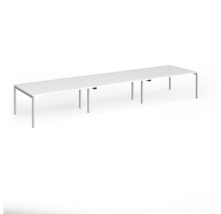 Connex Goal-Post 4800 x 1200 x 725mm Back to Back Desk (6 x 1600mm) - Silver Frame / White Top