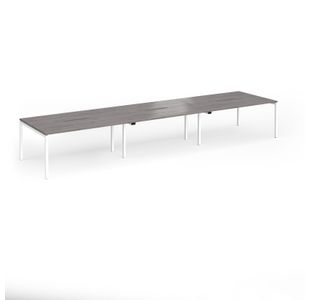 Connex Goal-Post 4800 x 1200 x 725mm Back to Back Desk (6 x 1600mm) - White Frame / Grey Oak Top