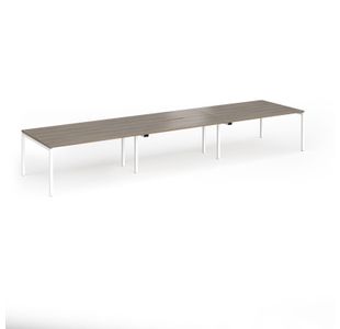 Connex Goal-Post 4800 x 1200 x 725mm Back to Back Desk (6 x 1600mm) - White Frame / Nebraska Oak Top
