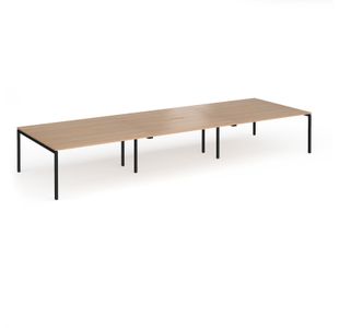 Connex Goal-Post 4800 x 1600 x 725mm Back to Back Desk (6 x 1600mm) - Black Frame / Beech Top