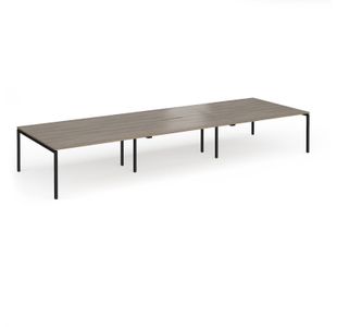 Connex Goal-Post 4800 x 1600 x 725mm Back to Back Desk (6 x 1600mm) - Black Frame / Nebraska Oak Top
