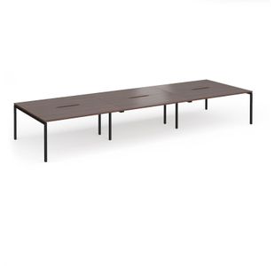 Connex Goal-Post 4800 x 1600 x 725mm Back to Back Desk (6 x 1600mm) - Black Frame / Walnut Top