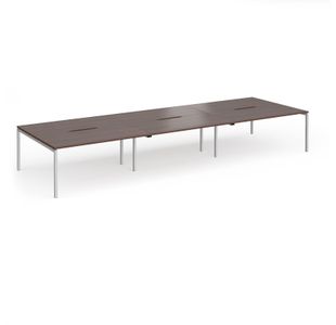 Connex Goal-Post 4800 x 1600 x 725mm Back to Back Desk (6 x 1600mm) - Silver Frame / Walnut Top