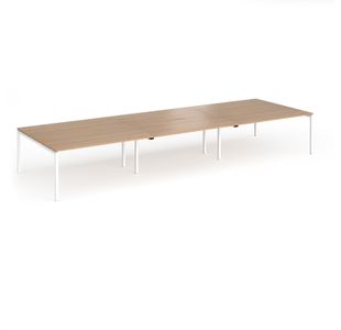 Connex Goal-Post 4800 x 1600 x 725mm Back to Back Desk (6 x 1600mm) - White Frame / Beech Top