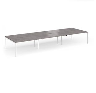 Connex Goal-Post 4800 x 1600 x 725mm Back to Back Desk (6 x 1600mm) - White Frame / Grey Oak Top