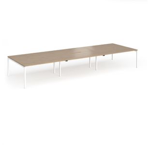 Connex Goal-Post 4800 x 1600 x 725mm Back to Back Desk (6 x 1600mm) - White Frame / Kendal Oak Top
