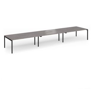 Connex Goal-Post 5400 x 1200 x 725mm Back to Back Desk (6 x 1800mm) - Black Frame / Grey Oak Top