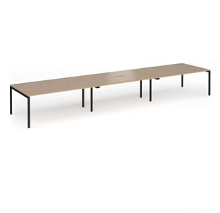 Connex Goal-Post 5400 x 1200 x 725mm Back to Back Desk (6 x 1800mm) - Black Frame / Kendal Oak Top