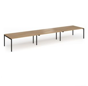 Connex Goal-Post 5400 x 1200 x 725mm Back to Back Desk (6 x 1800mm) - Black Frame / Oak Top