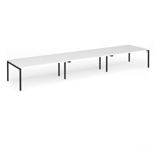 Connex Goal-Post 5400 x 1200 x 725mm Back to Back Desk (6 x 1800mm) - Black Frame / White Top