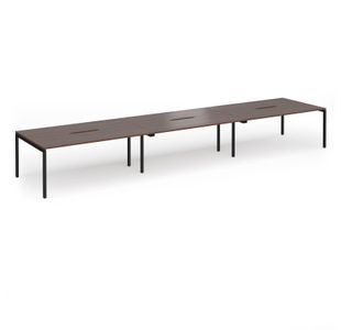 Connex Goal-Post 5400 x 1200 x 725mm Back to Back Desk (6 x 1800mm) - Black Frame / Walnut Top