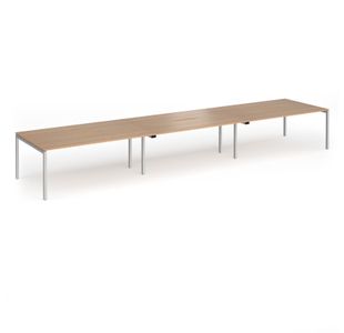 Connex Goal-Post 5400 x 1200 x 725mm Back to Back Desk (6 x 1800mm) - Silver Frame / Beech Top