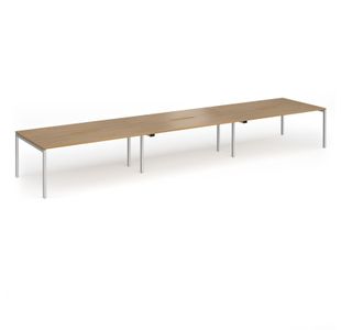 Connex Goal-Post 5400 x 1200 x 725mm Back to Back Desk (6 x 1800mm) - Silver Frame / Oak Top