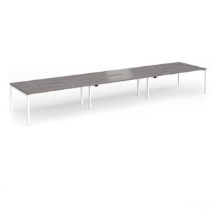 Connex Goal-Post 5400 x 1200 x 725mm Back to Back Desk (6 x 1800mm) - White Frame / Grey Oak Top